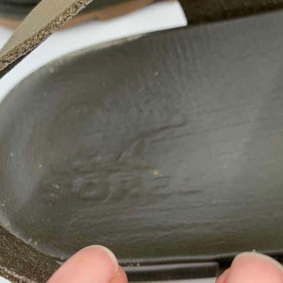 Sorel Roaming Decon olive green leather strap sandals Womans size 9 - Picture 6 of 11